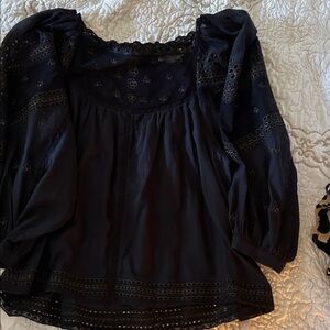 Anthropologie Navy Lace Blouse